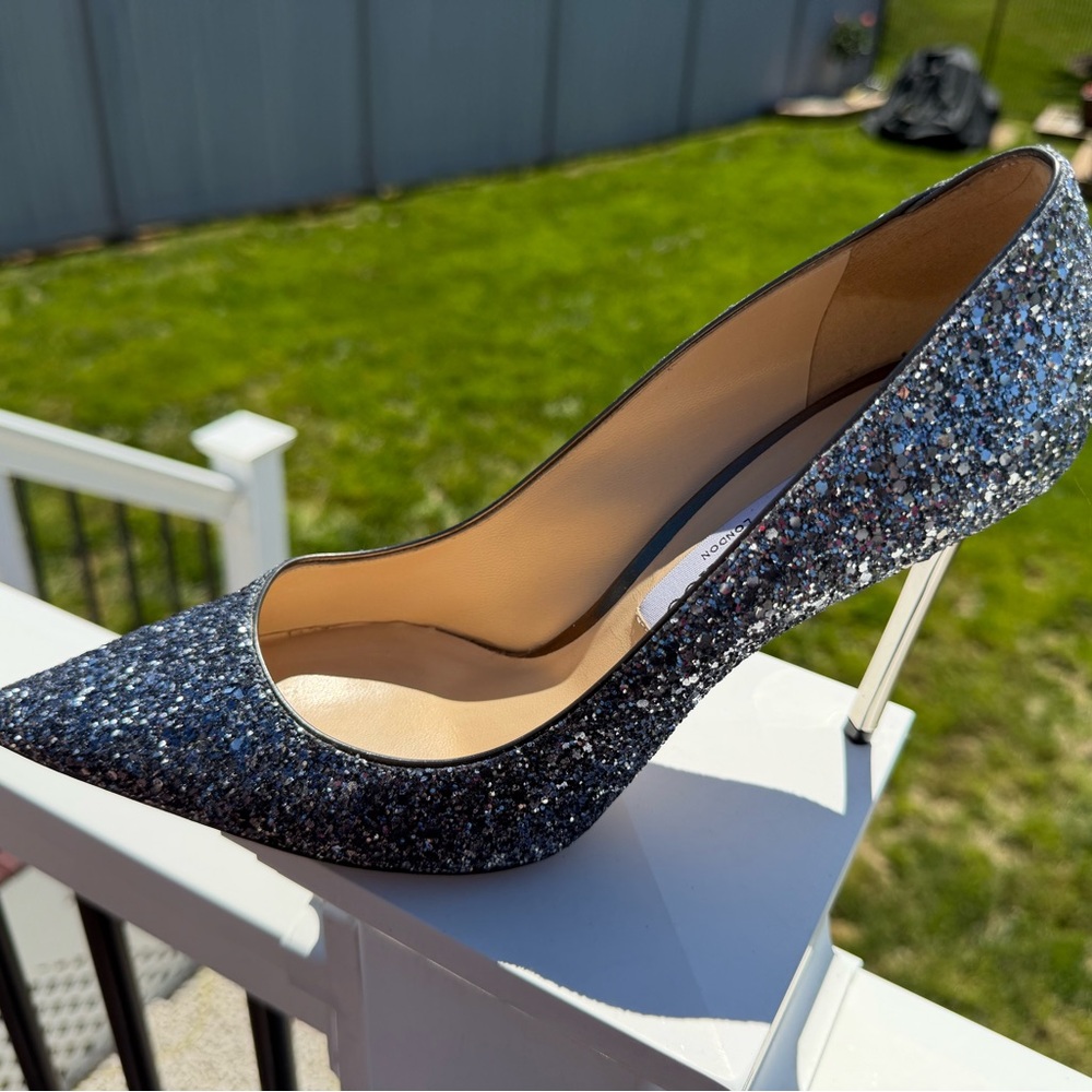 Jimmy Choo Silver Glitter Pointed-Toe Stilettos - Picture 4 of 10